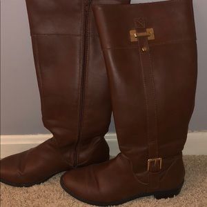 Brown leather boots